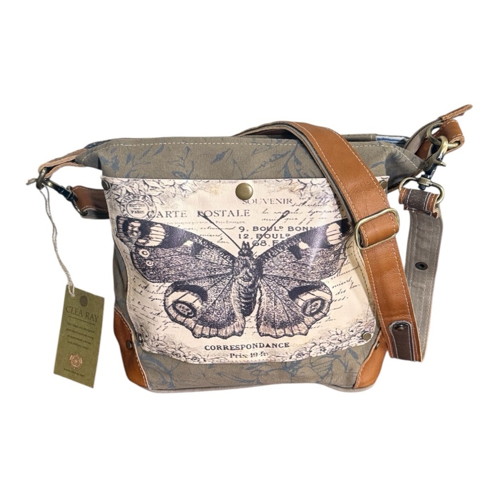NWT Stylish Women’s Canvas Shoulder Crossbody Bag with Butterfly Design - Picture 2 of 10
